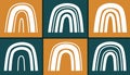 boho rainbow minimalist pattern digital artwork. colorful of bundle rainbow illustrations Royalty Free Stock Photo