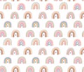 Boho rainbows cute trendy seamless vector pattern