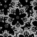 Boho seamless floral abstract pattern. Bold ethnic and tribal print with flowers. Bohemian texture in boho chic style