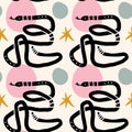 Boho snakes seamless pattern magic abstract print.