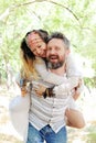 Boho style beautiful joyful couple, indie style, hipster outfit, bohemian outfit, woman embracing man