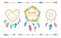 Boho style design element set wedding decor vector Royalty Free Stock Photo