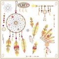 boho style, dreamcatcher, feathers vector, clipart, decoration