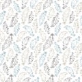 Boho style feathers seamless vector pattern