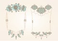 Boho style, hippie, indie style frames set with flowers, feathers and beads Royalty Free Stock Photo