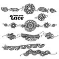 Boho style lace design element.