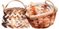 Boho Style Woven Baskets In Watercolor Illustration Royalty Free Stock Photo