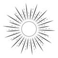 Boho sunrise logo, sun line art vector. Sunset stock vector logo design Royalty Free Stock Photo