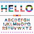 Boho tribal colorful ornament font. Vector illustration