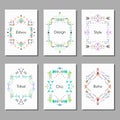 Boho tribal ethnic colorful cards set. Vector illustration