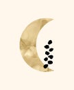 Boho wall art print with moon and flower