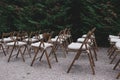 Boho wedding chair with eco decor for guests.