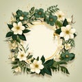 Boho wreath with blank space for your text Handpainted wreath with blank center for your quote