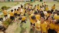 Bohol, Philippines - October 13, 2015: Joyful Filipino schoolchildren of primary classes on the island of Bohol.