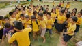 Bohol, Philippines - October 13, 2015: Joyful Filipino schoolchildren of primary classes on the island of Bohol.