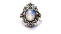Boholuxe Style Moonstone Statement Ring And Dreamy Design White Background. Generative AI Royalty Free Stock Photo