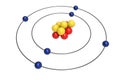 Bohr model of Carbon Atom with proton, neutron and electron