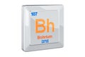 Bohrium Bh, chemical element sign. 3D rendering Royalty Free Stock Photo
