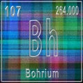 Bohrium chemical element, Sign with atomic number and atomic weight