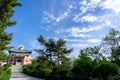 Bohyunsa Temple with big buddha`s image head statue in South Korea.