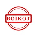 boikot, boycott in indonesia languange, simple vector circle red simple vector rubber stamp effect