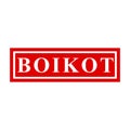 boikot, boycott in indonesia languange, simple vector red simple rectangle vector rubber stamp effect