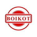 boikot, boycott in indonesia languange, simple vector circle red simple vector rubber stamp effect