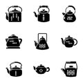 Boil water icons set, simple style