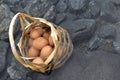 Boil eggs in the bamboo basket at hot spring