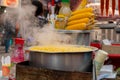 Boiled baby corn being sold, Kolkata, India Royalty Free Stock Photo