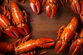 food crawfish boiled cooked claw crayfish background seafood red crustacean lobster. Generative AI.