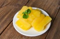 Boiled cassava root dessert Thai food or brazilian food cassava mandioca frita, Other name manihot esculenta, yuca, manioc,