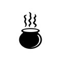 Boiled Cauldron, Halloween Witch Caldron. Flat Vector Icon illustration. Simple black symbol on white background. Boiled Cauldron