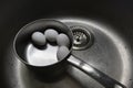 boiled chicken eggs in a metal pot in the sink Royalty Free Stock Photo