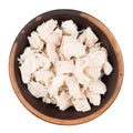 Boiled chicken meat in a ceramic bowl. Royalty Free Stock Photo