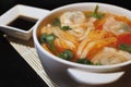 Boiled Chinese Dumplings in Sour Tomato Soup