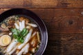 Boiled Chinese pasta square, Rolled Rice Noodles or Noodle and Kuayjub Shop. what we call in thai Royalty Free Stock Photo