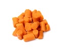 Boiled Chopped Carrot Isolated, Cooked Diced Carrots, Prepared Vegetables Cut Pile, Healthy Diet Ingredient, Chopped Carrot on