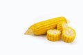 Boiled chopped corn. Isolated on the white.