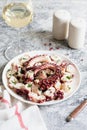 boiled chopped octopus on a concrete table