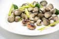 Boiled cockles or scallops with seafood sauce