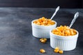 Boiled corn kernels in white cups Royalty Free Stock Photo