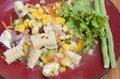 Boiled corn salad with crab
