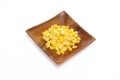 Boiled corns in a wooden dish Royalty Free Stock Photo