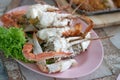 Boiled Crab with the traditional Thai Seafood Table and Lunch style