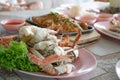 Boiled Crab with the traditional Thai Seafood Table and Lunch style