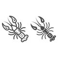 Boiled crayfish for beer festival line and solid icon, Oktoberfest concept, well-done crayfish sign on white background