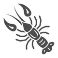 Boiled crayfish for beer festival solid icon, Oktoberfest concept, well-done crayfish sign on white background, Boiled