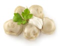 Boiled dumpling with sourcream and parsley Royalty Free Stock Photo