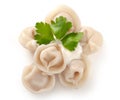 Boiled dumplings with sourcream and parsley